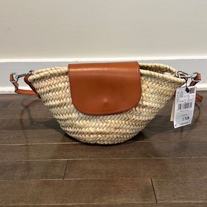 Mango crossbody straw bag